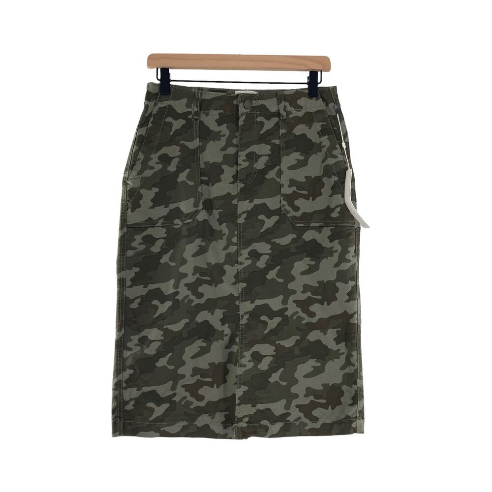 Caslon Camo Midi Skirt Cotton Stretch in Green Pockets Nordstrom